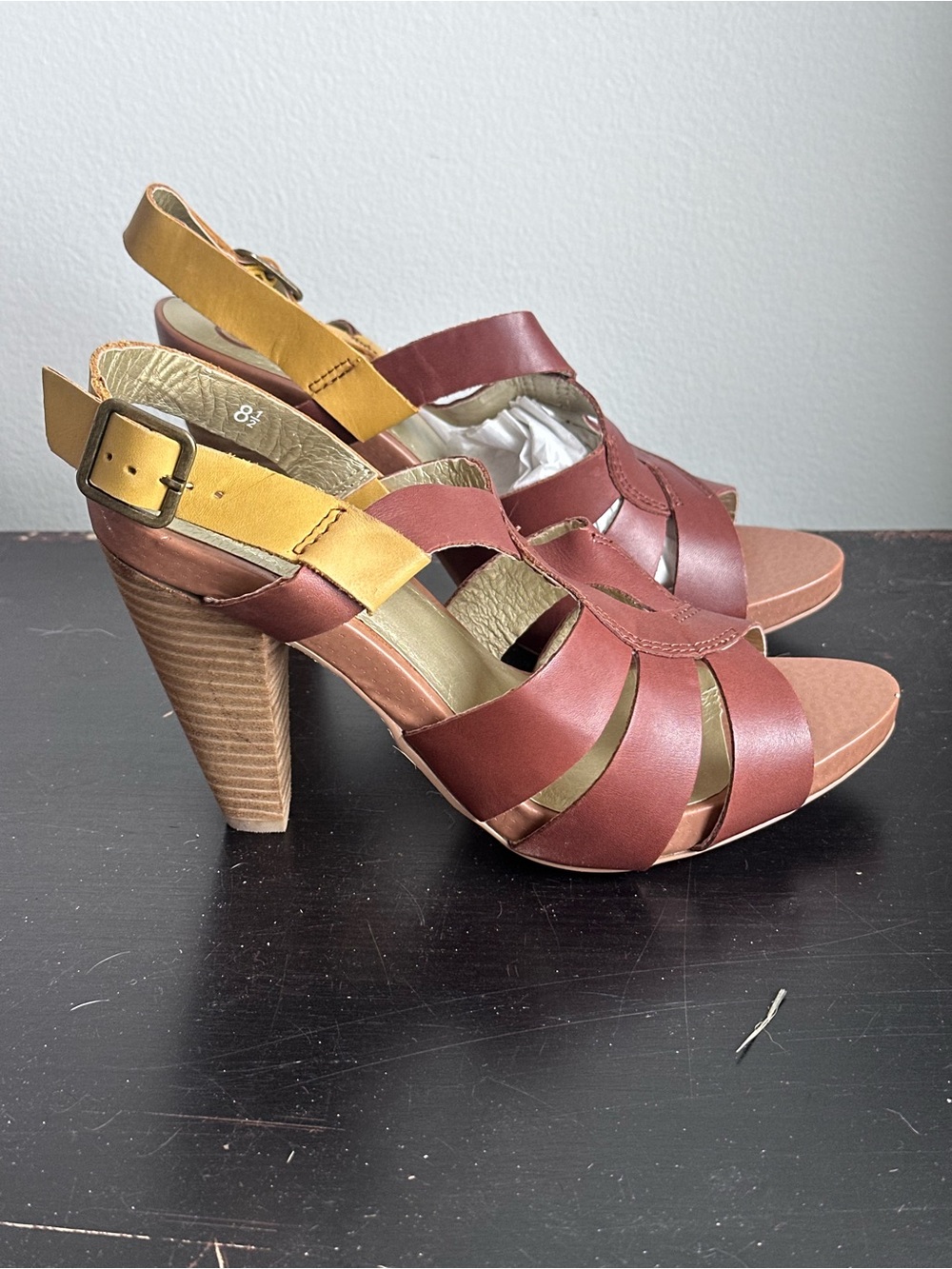 Seychelles Leather Strappy Heels Womens 8.5 Brown Tan Slingback Sandals